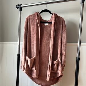 Cozy Pink Hooded Cardigan